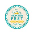 Oktoberfest badge, logo or label design with grunge, rough texture. Circle German, Bavarian beer fest emblem